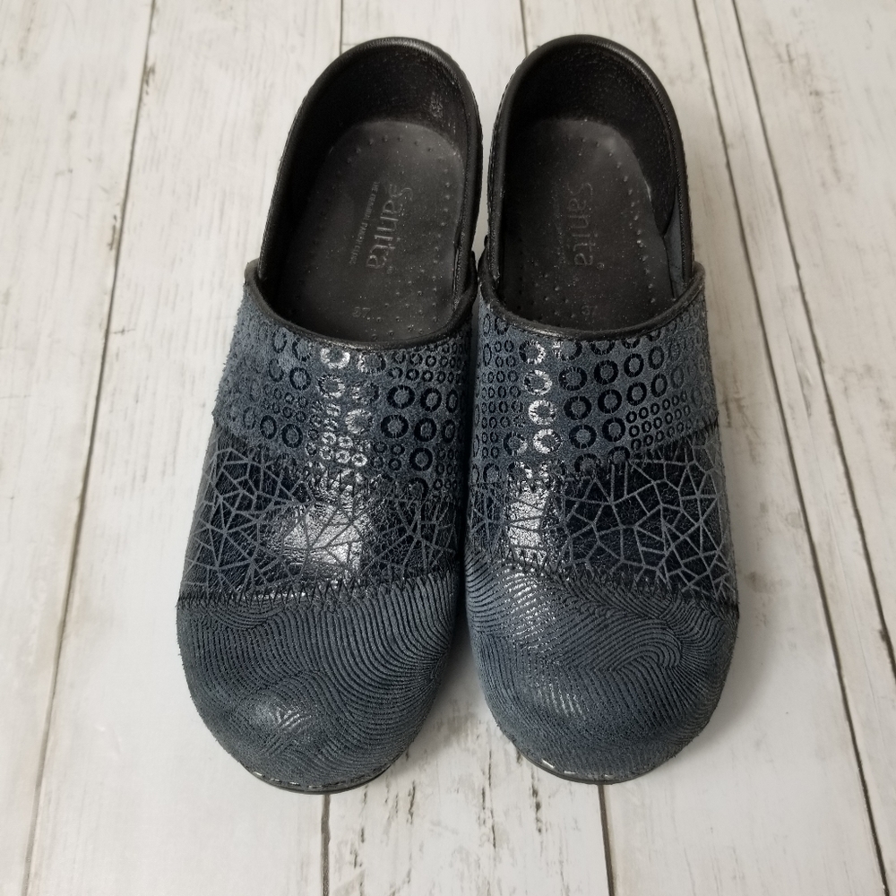 Sanita The Original Danish Clog Blue Suede - Picture 2 of 8